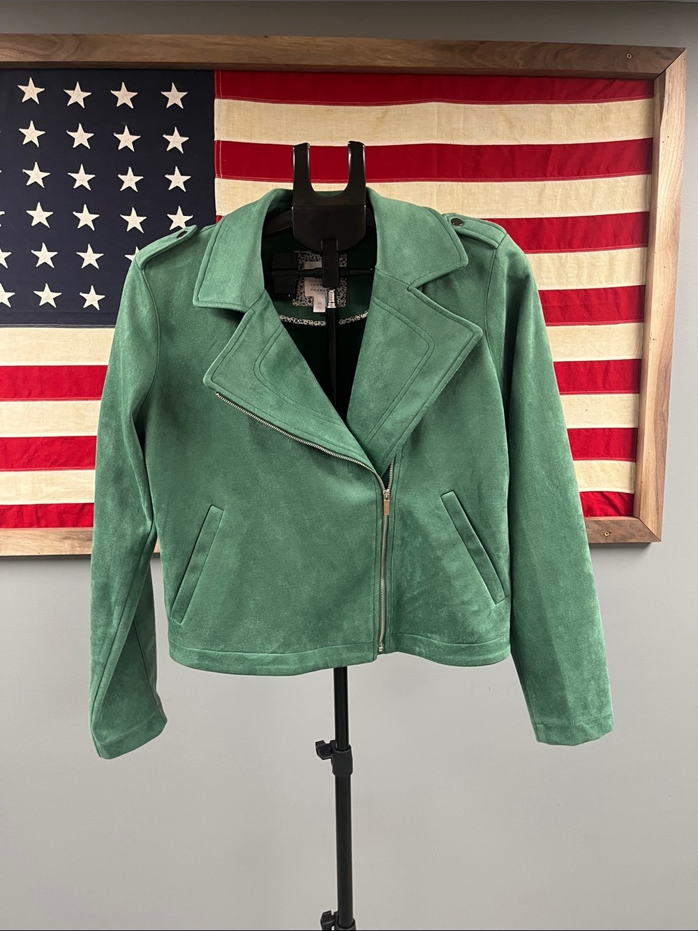 LC Lauren Conrad Green Suede Moto Jacket - Women